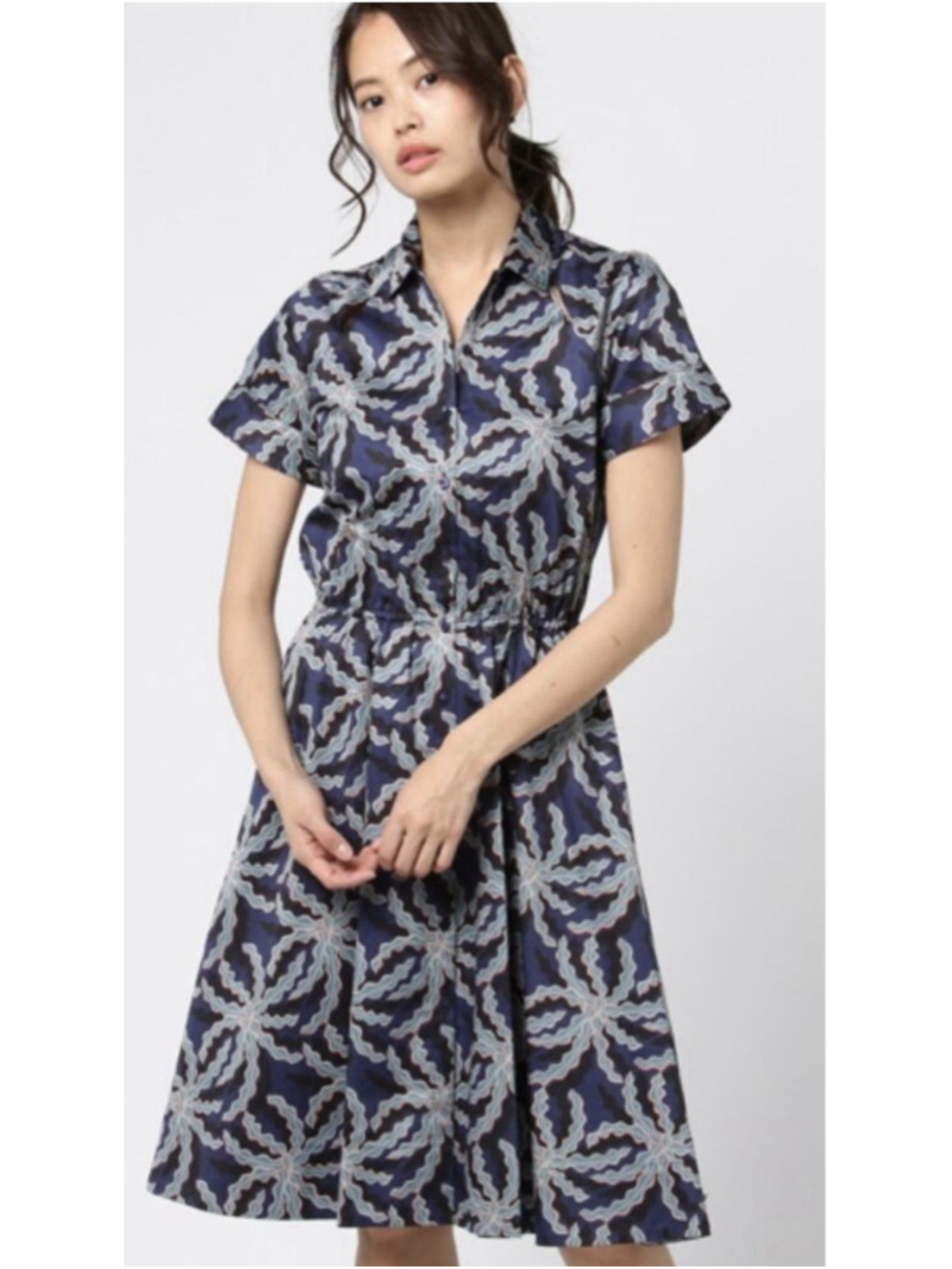 Brooks Brothers Womens 4 Petite Chambray Collared Belted Two Tone Shirt Dress